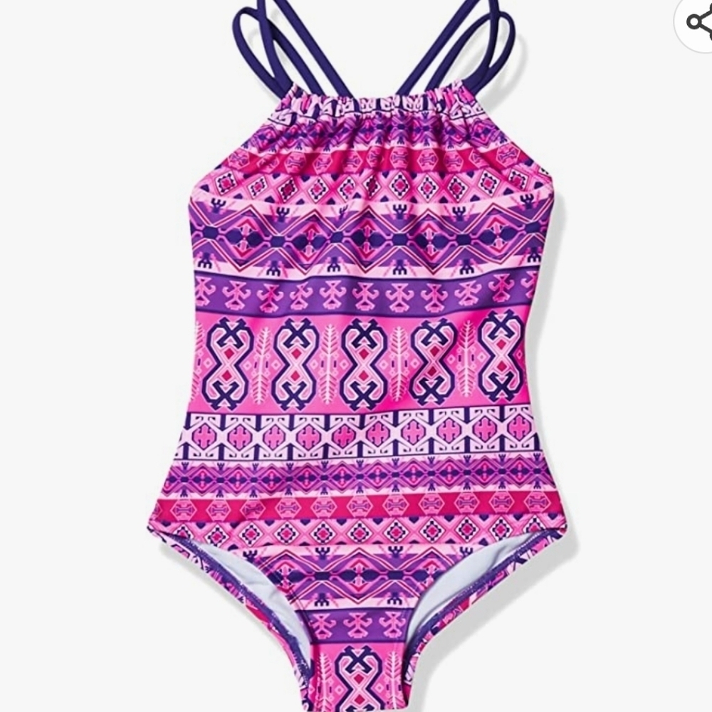 Kanu Surf Jasmine Beach Sport Halter Swimsuit in Mahina Pink Size 14